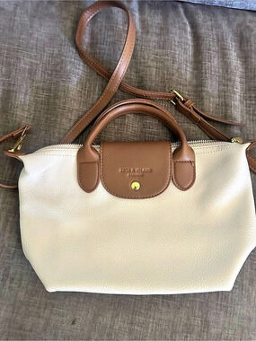 Le Pliage look a like Shoulder Bag in White & Brown